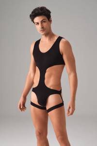 Erkek Fantezi Jartiyer Detaylı String Body Suit - Thumbnail