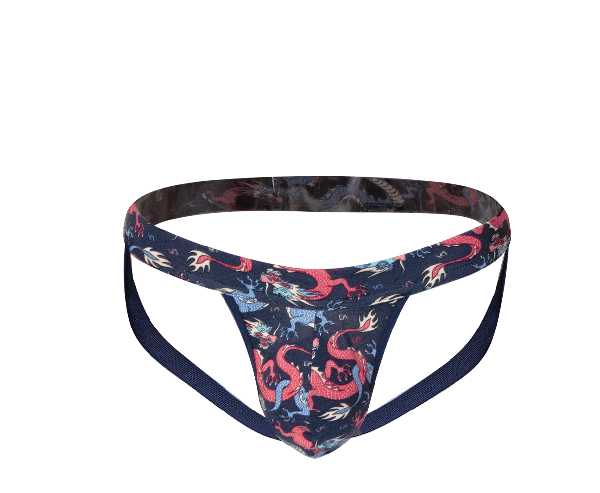 Erkek Fantezi Renkli Ejderha Desenli Jockstrap String Külot